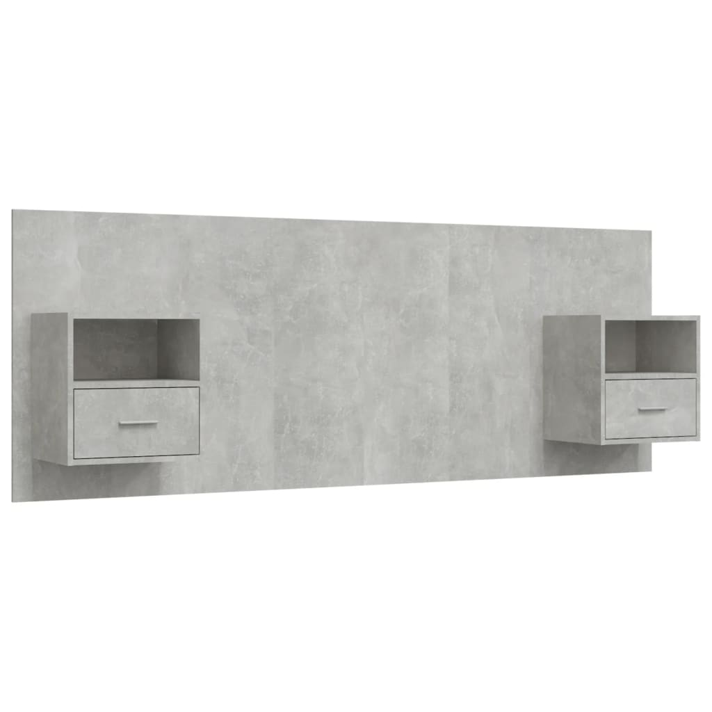 Bed Headboard with Cabinets Concrete Grey Engineered Wood