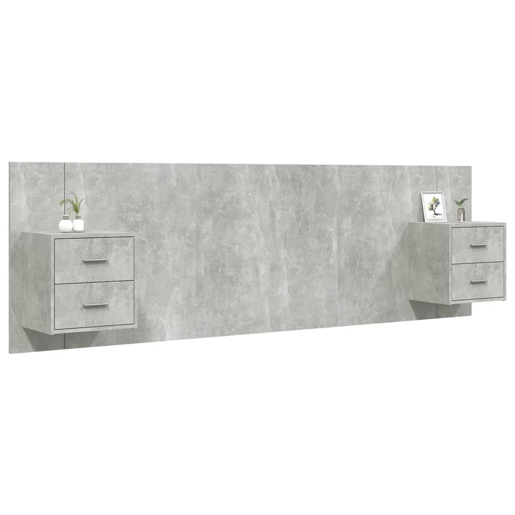 Bed Headboard with Cabinets Concrete Grey Engineered Wood