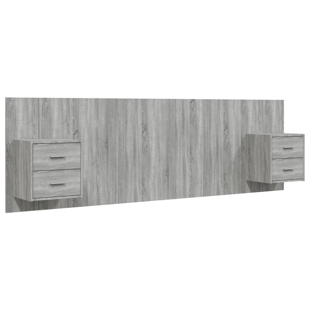 Bed Headboard with Cabinets Grey Sonoma Engineered Wood