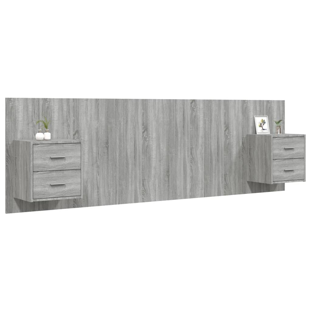 Bed Headboard with Cabinets Grey Sonoma Engineered Wood