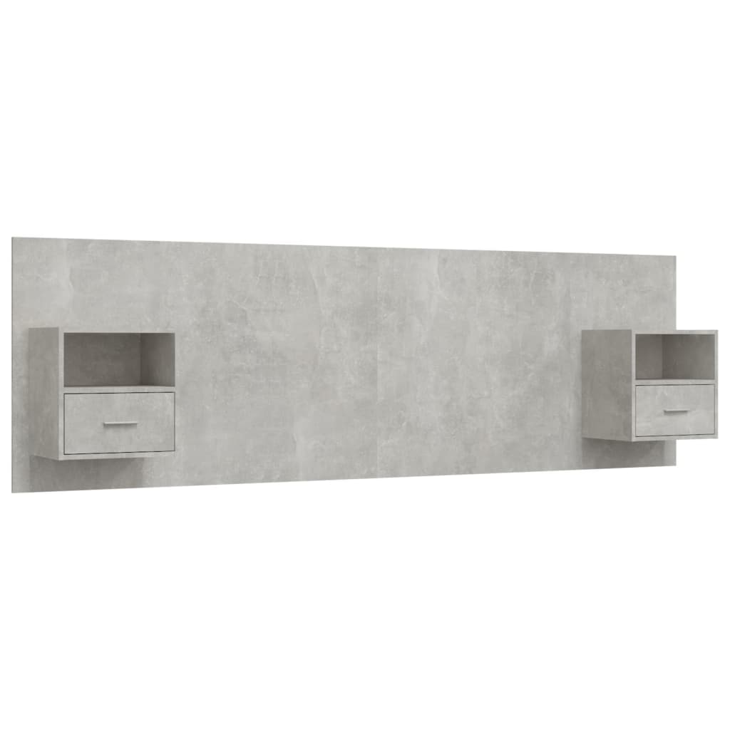 Bed Headboard with Cabinets Concrete Grey Engineered Wood