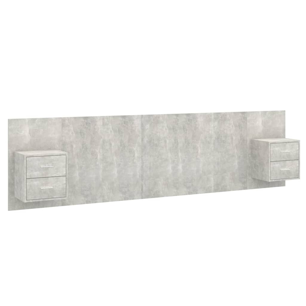 Bed Headboard with Cabinets Concrete Grey Engineered Wood