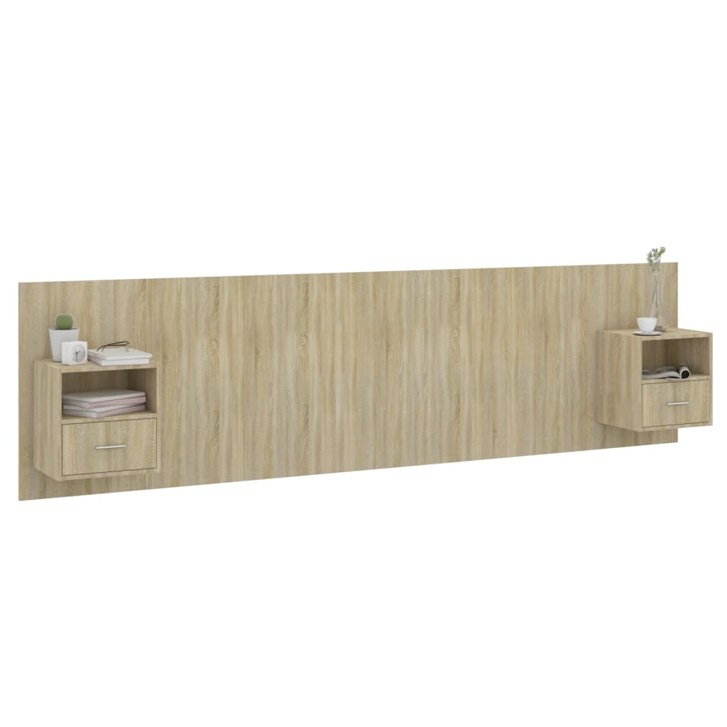 Bed Headboard with Cabinets Sonoma Oak Engineered Wood
