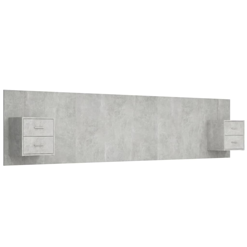 Bed Headboard with Cabinets Concrete Grey Engineered Wood