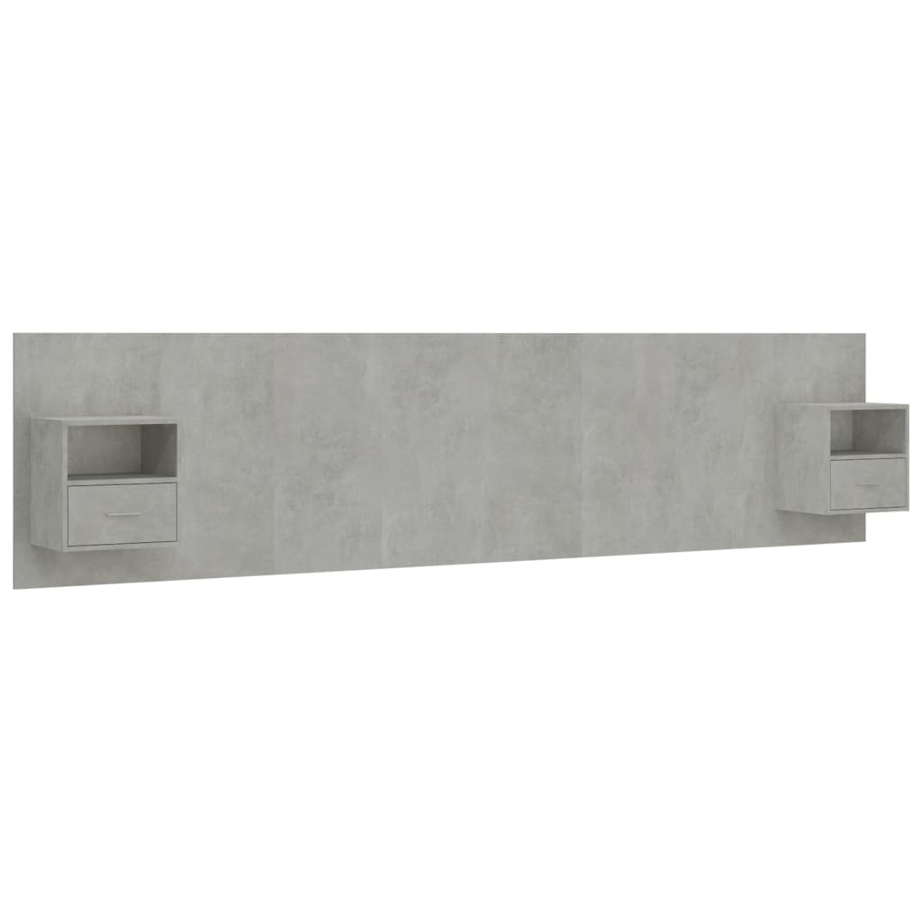 Bed Headboard with Cabinets Concrete Grey Engineered Wood