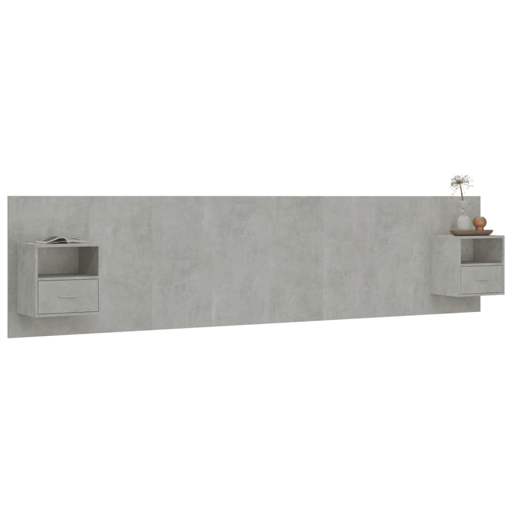 Bed Headboard with Cabinets Concrete Grey Engineered Wood