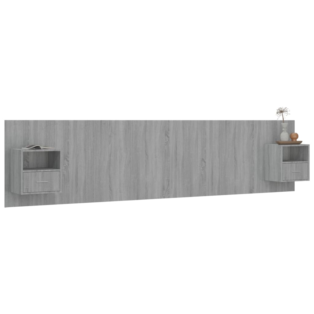 Bed Headboard with Cabinets Grey Sonoma Engineered Wood