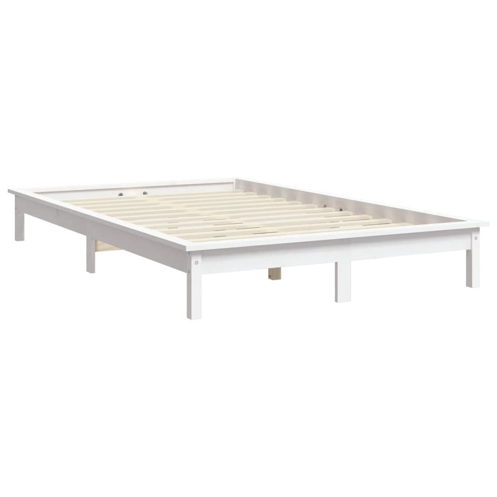 Bed Frame without Mattress White 200x200 cm Solid Wood