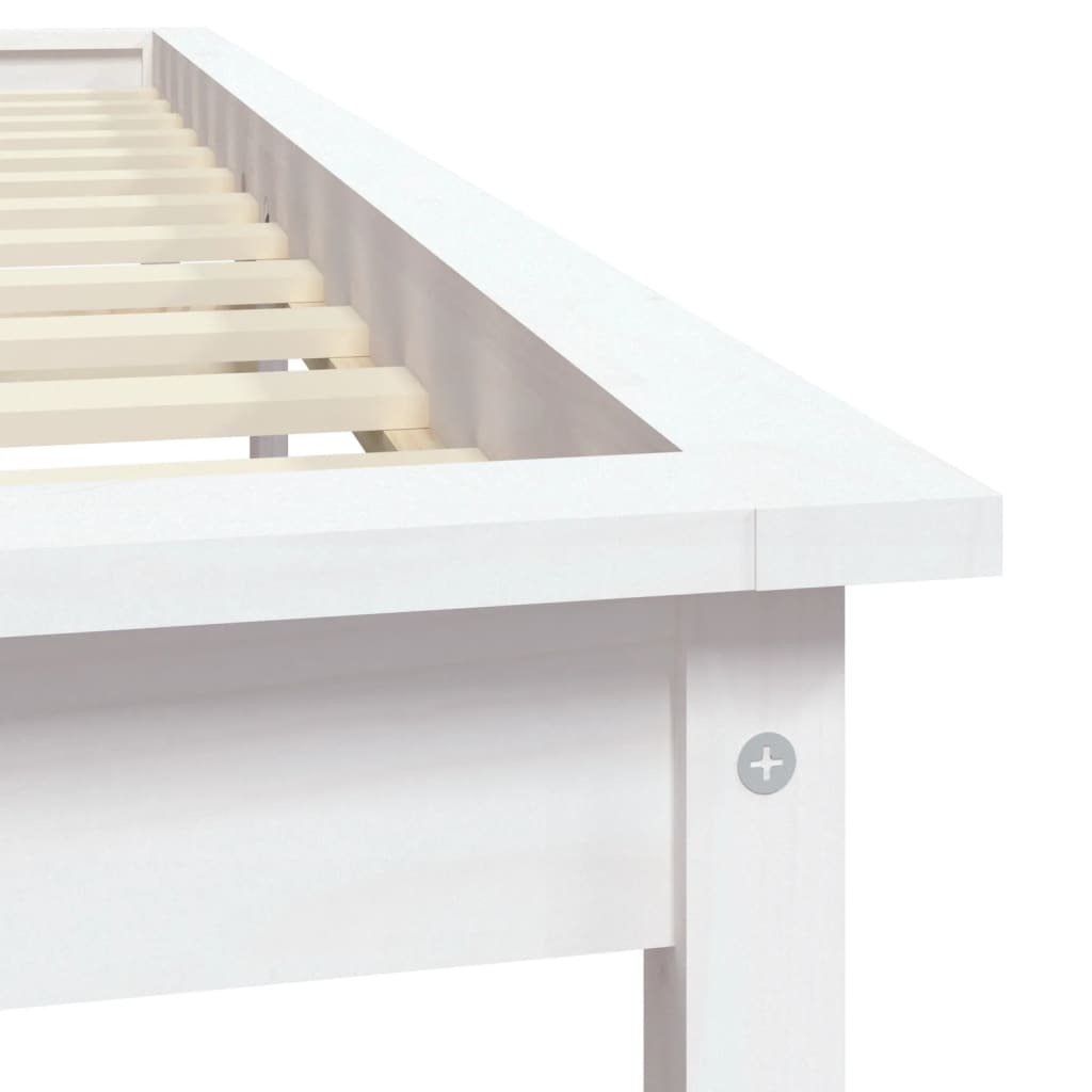 Bed Frame without Mattress White 200x200 cm Solid Wood