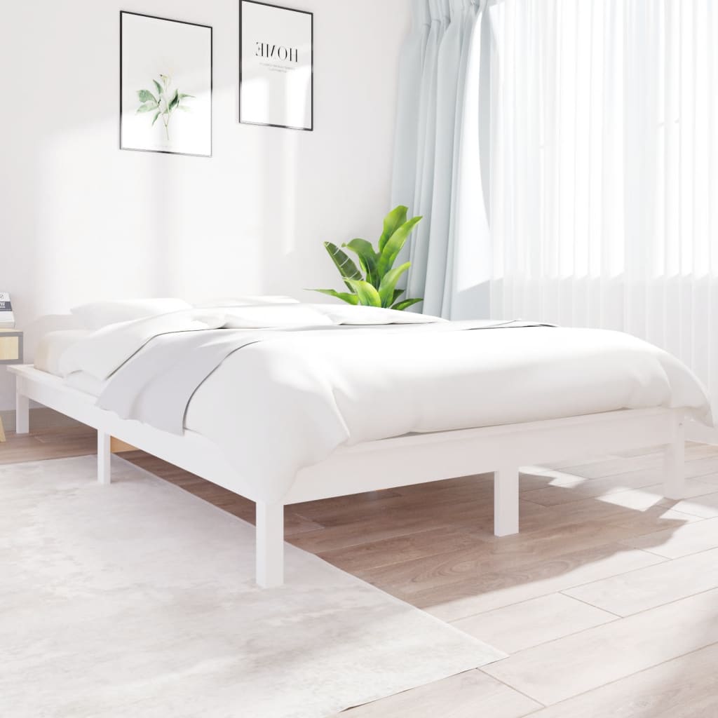 Bed Frame without Mattress White 200x200 cm Solid Wood