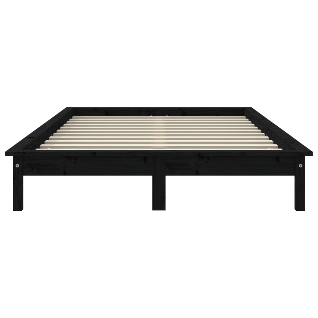Bed Frame without Mattress Black 200x200 cm Solid Wood