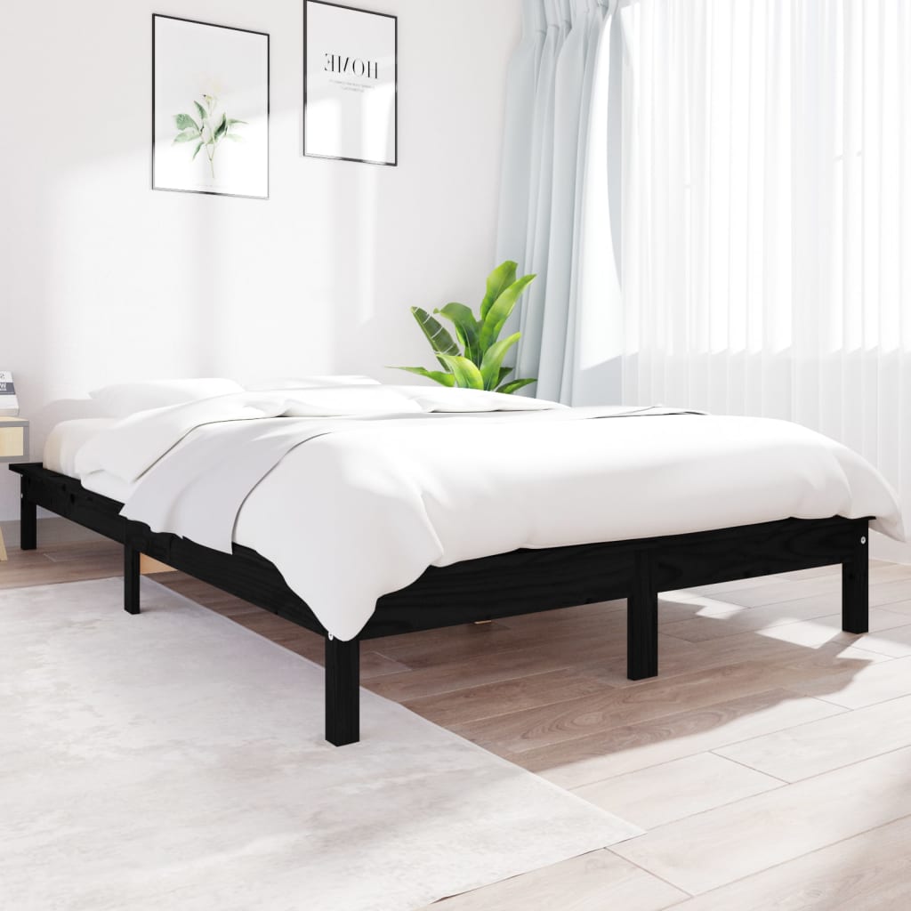 Bed Frame without Mattress Black 200x200 cm Solid Wood