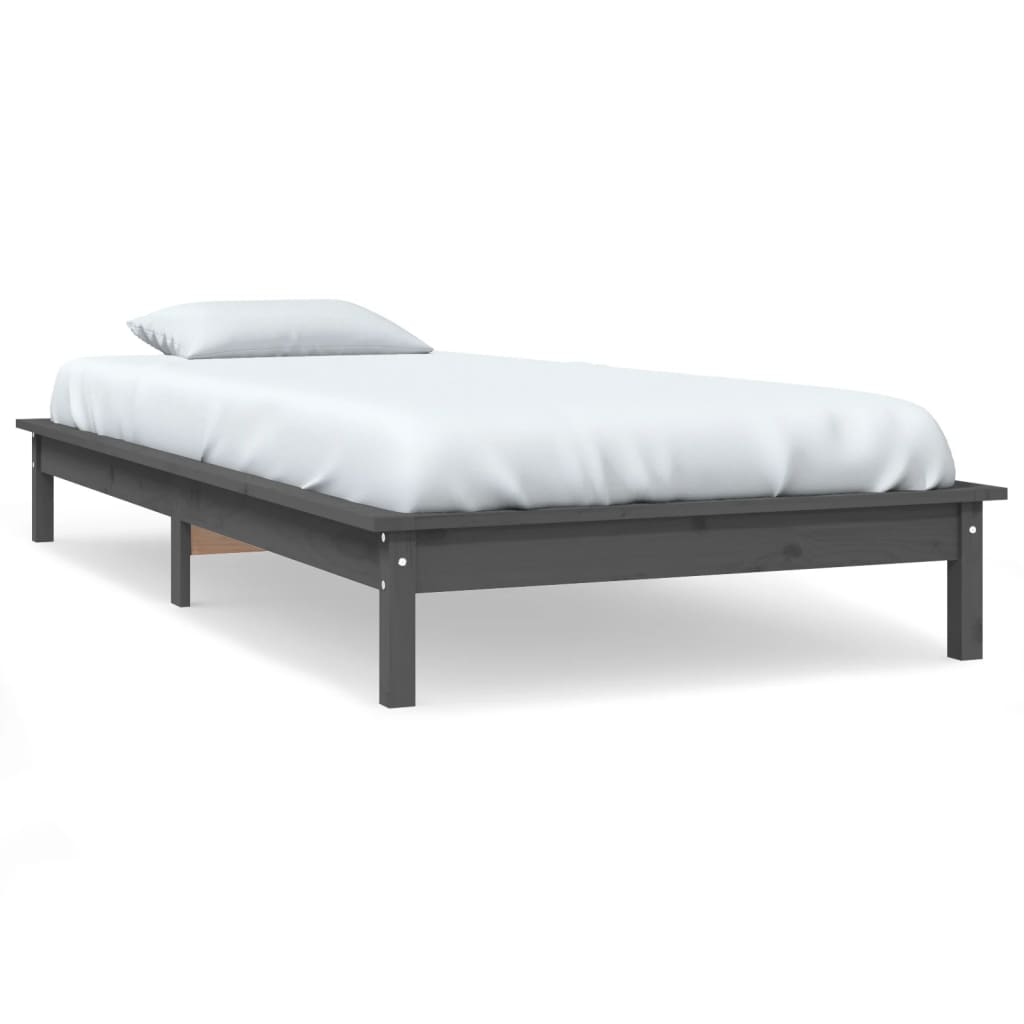 Bed Frame without Mattress Grey Single Solid Wood