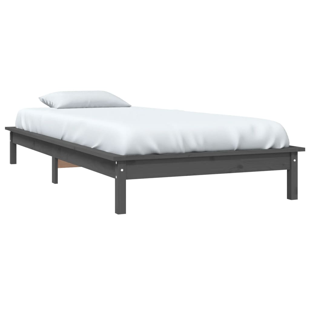 Bed Frame without Mattress Grey Single Solid Wood