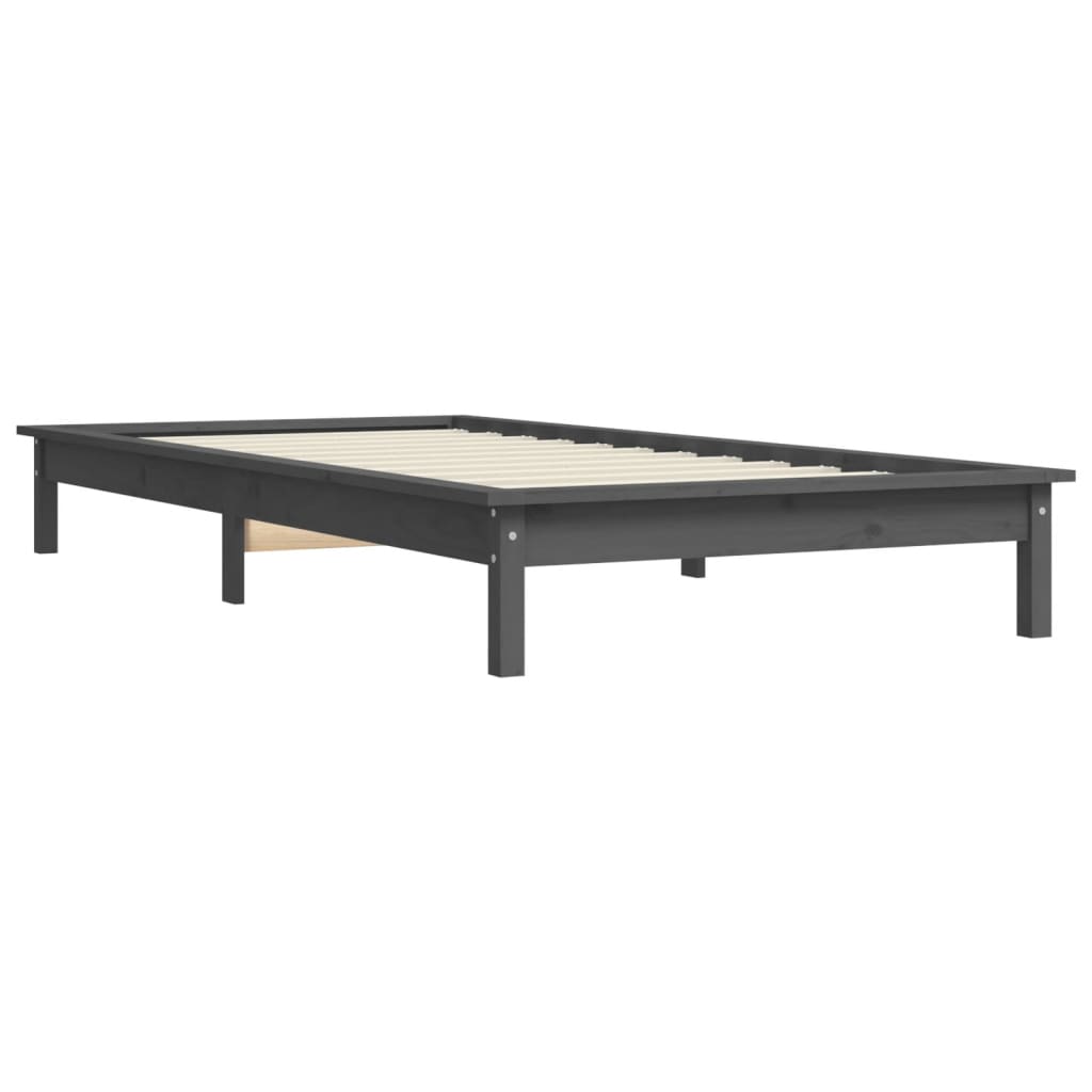 Bed Frame without Mattress Grey Single Solid Wood