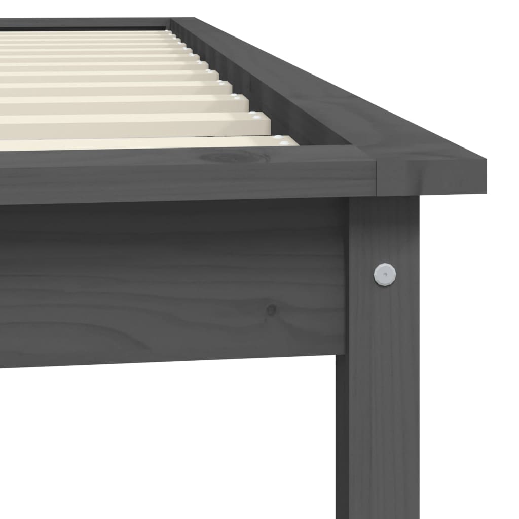 Bed Frame without Mattress Grey Single Solid Wood