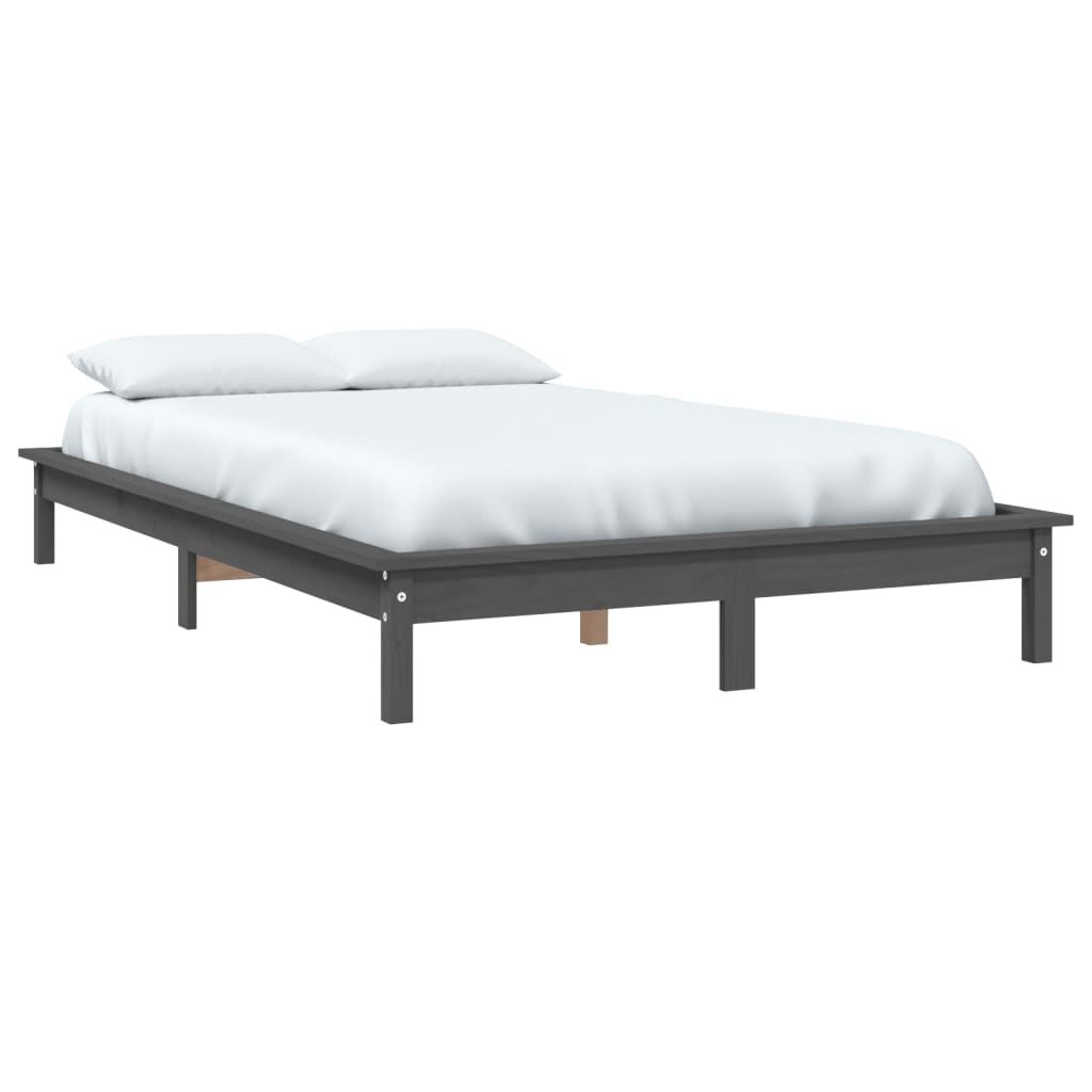 Bed Frame without Mattress Grey 140x190 cm Solid Wood Pine