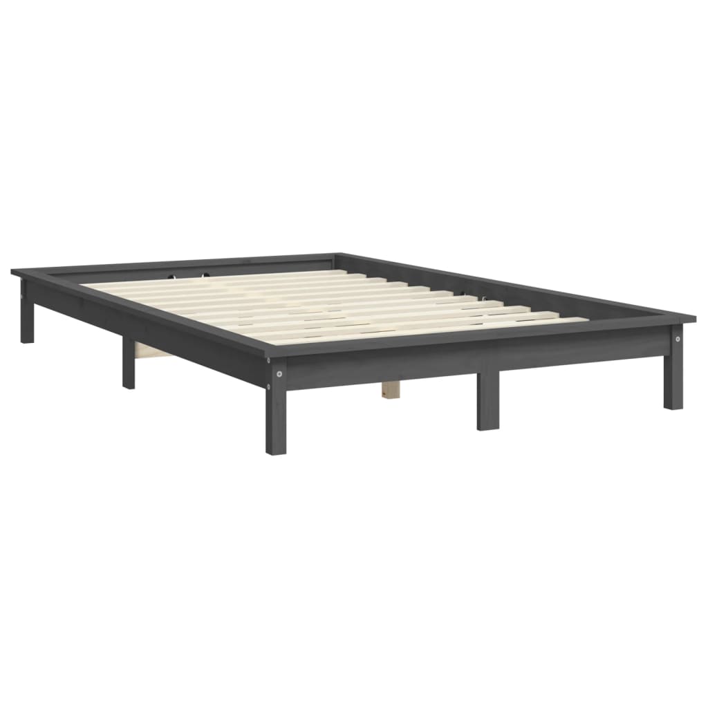Bed Frame without Mattress Grey 140x190 cm Solid Wood Pine