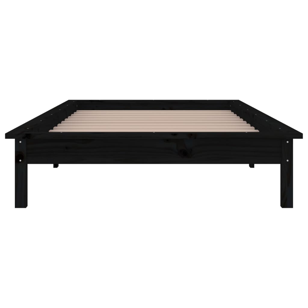 LED Bed Frame without Mattress Black 90x200 cm Solid Wood