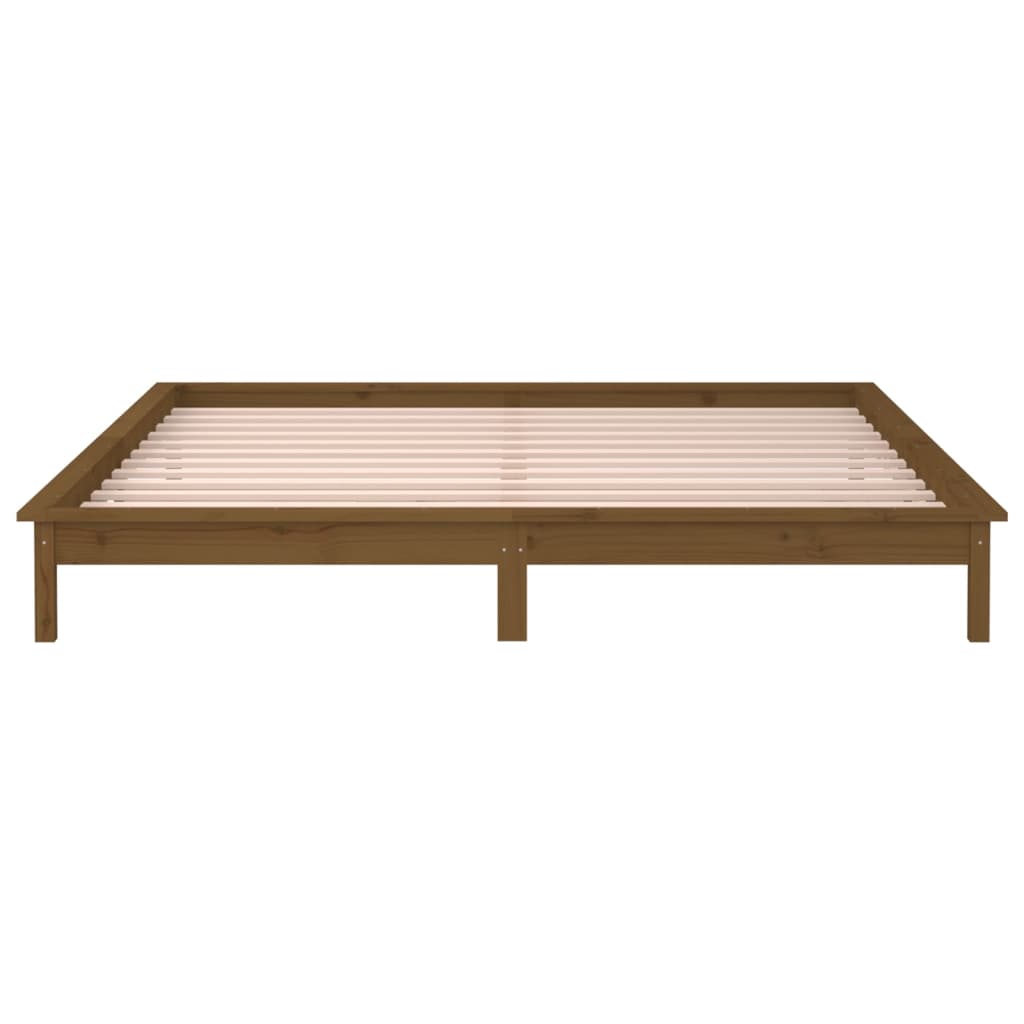 LED Bed Frame without Mattress Honey Brown 120x200 cm Solid Wood