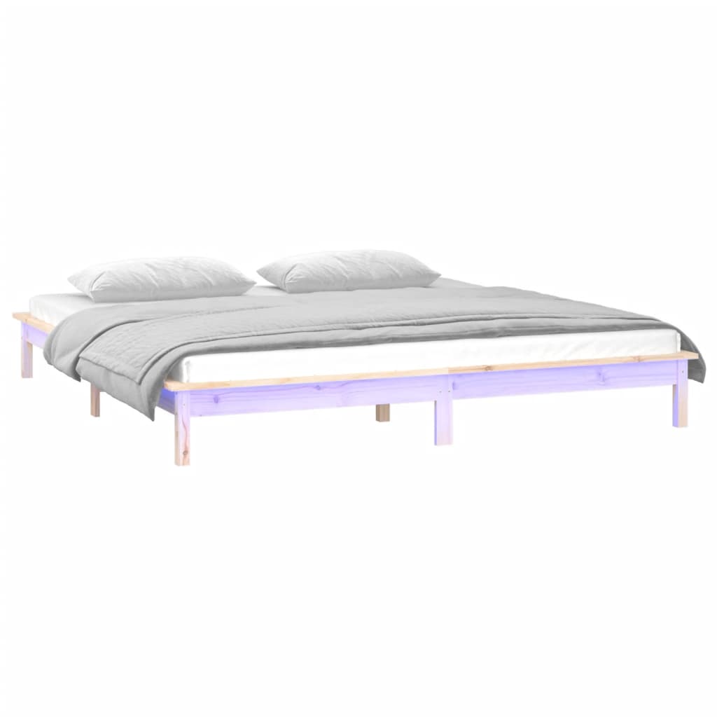 LED Bed Frame without Mattress 140x200 cm Solid Wood