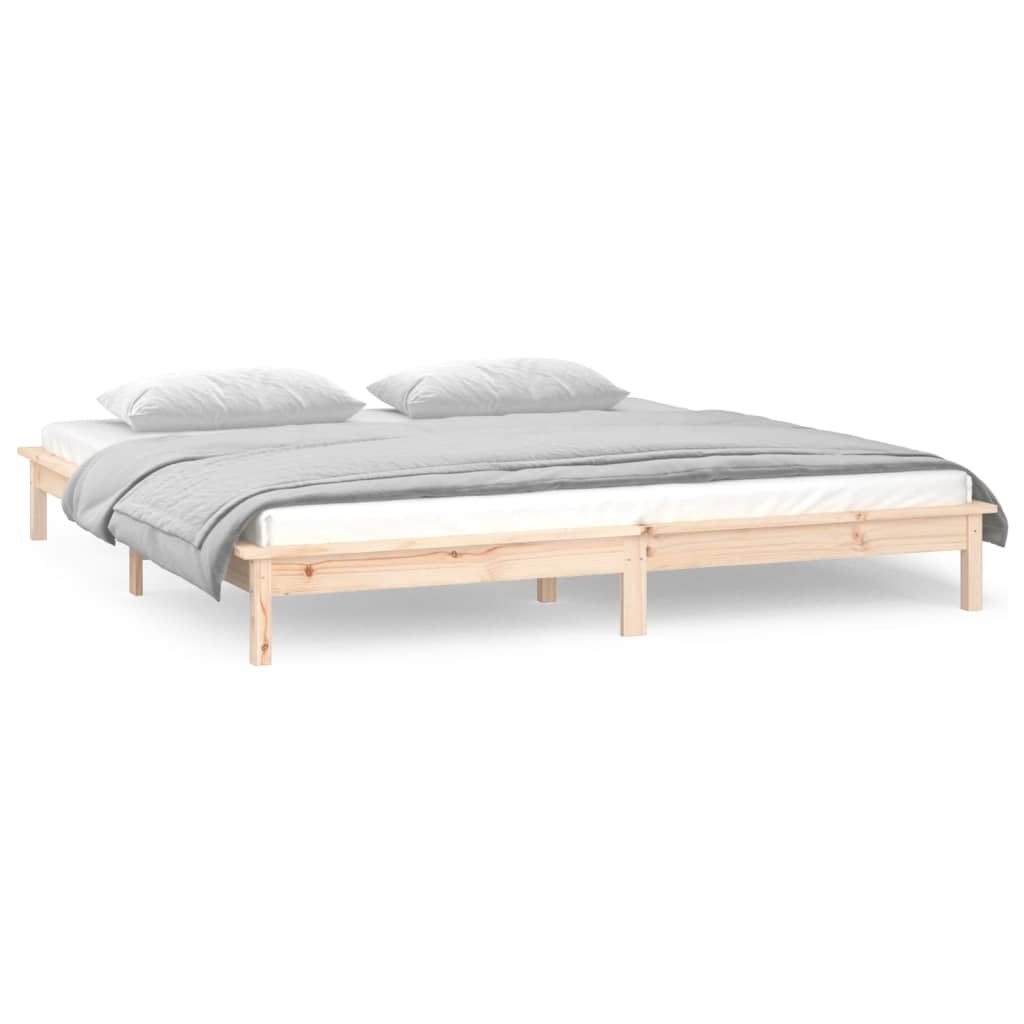 LED Bed Frame without Mattress 140x200 cm Solid Wood