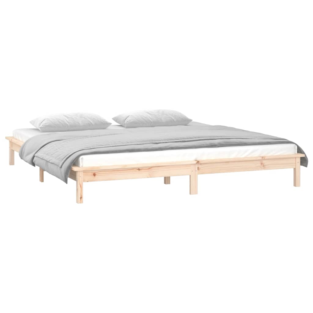 LED Bed Frame without Mattress 140x200 cm Solid Wood