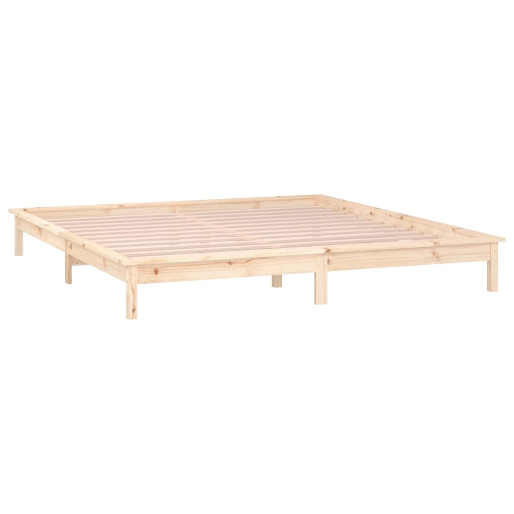 LED Bed Frame without Mattress 140x200 cm Solid Wood