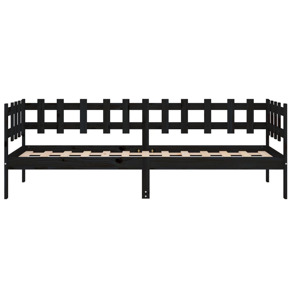 Day Bed without Mattress Black 90x200 cm Solid Wood Pine