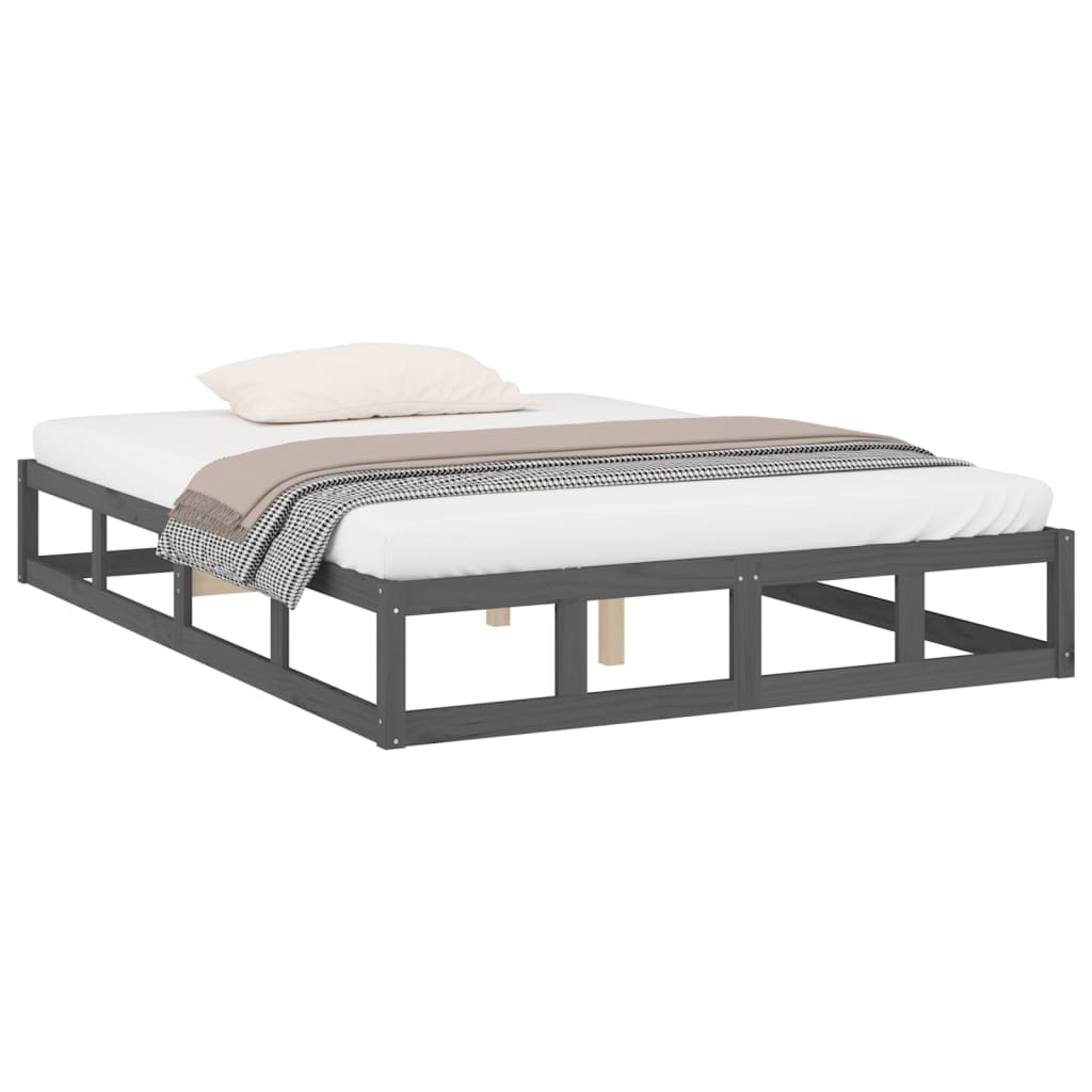 Bed Frame without Mattress Grey 135x190 cm Double Double Solid Wood
