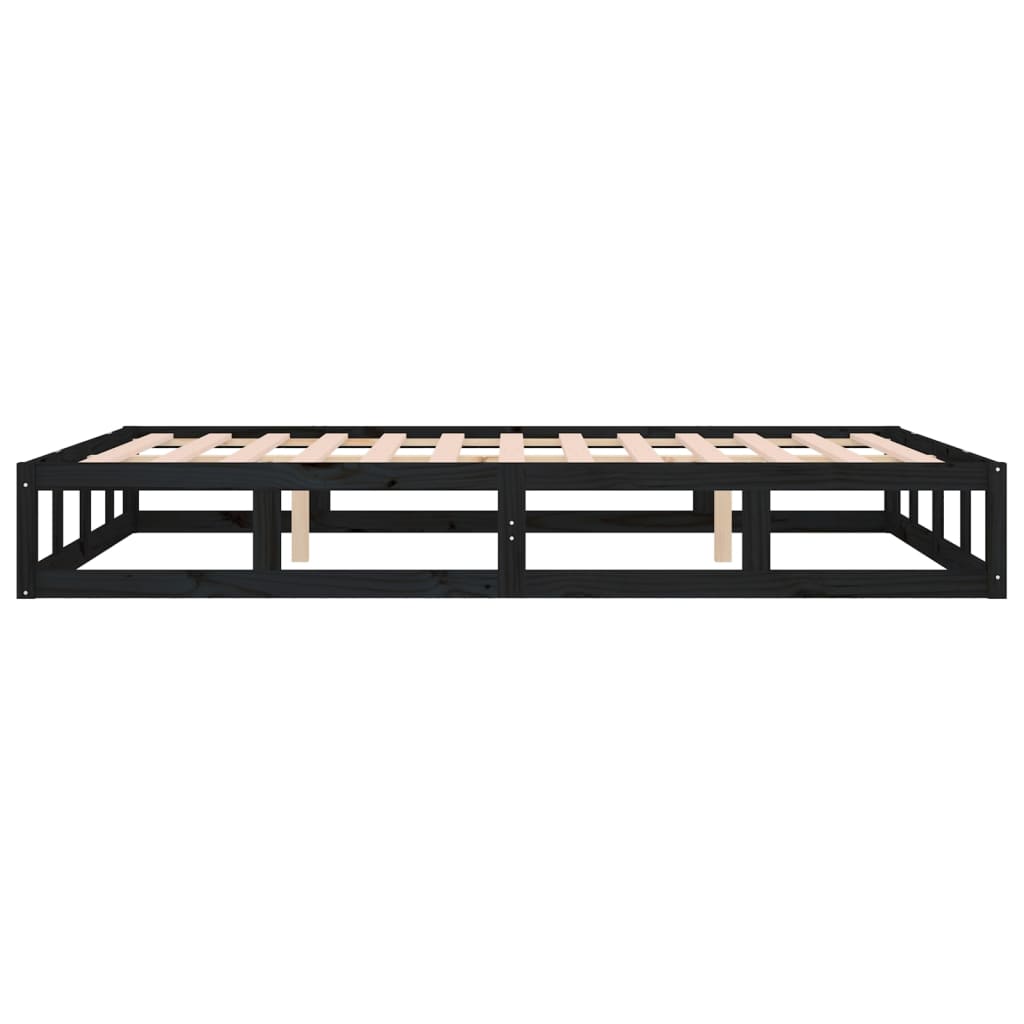 Bed Frame without Mattress Black 135x190 cm Double Double Solid Wood