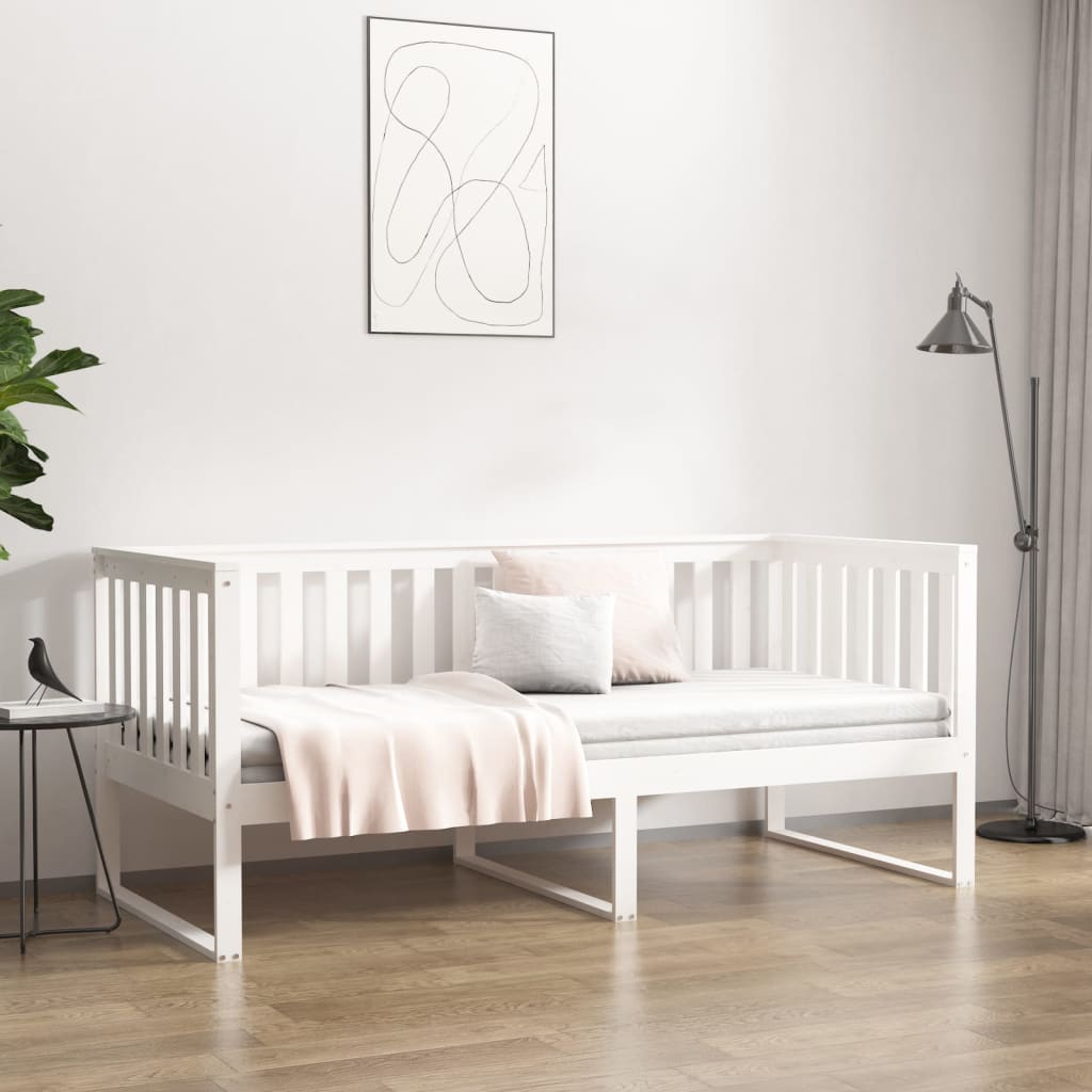 Day Bed without Mattress White 100x200 cm Solid Wood Pine