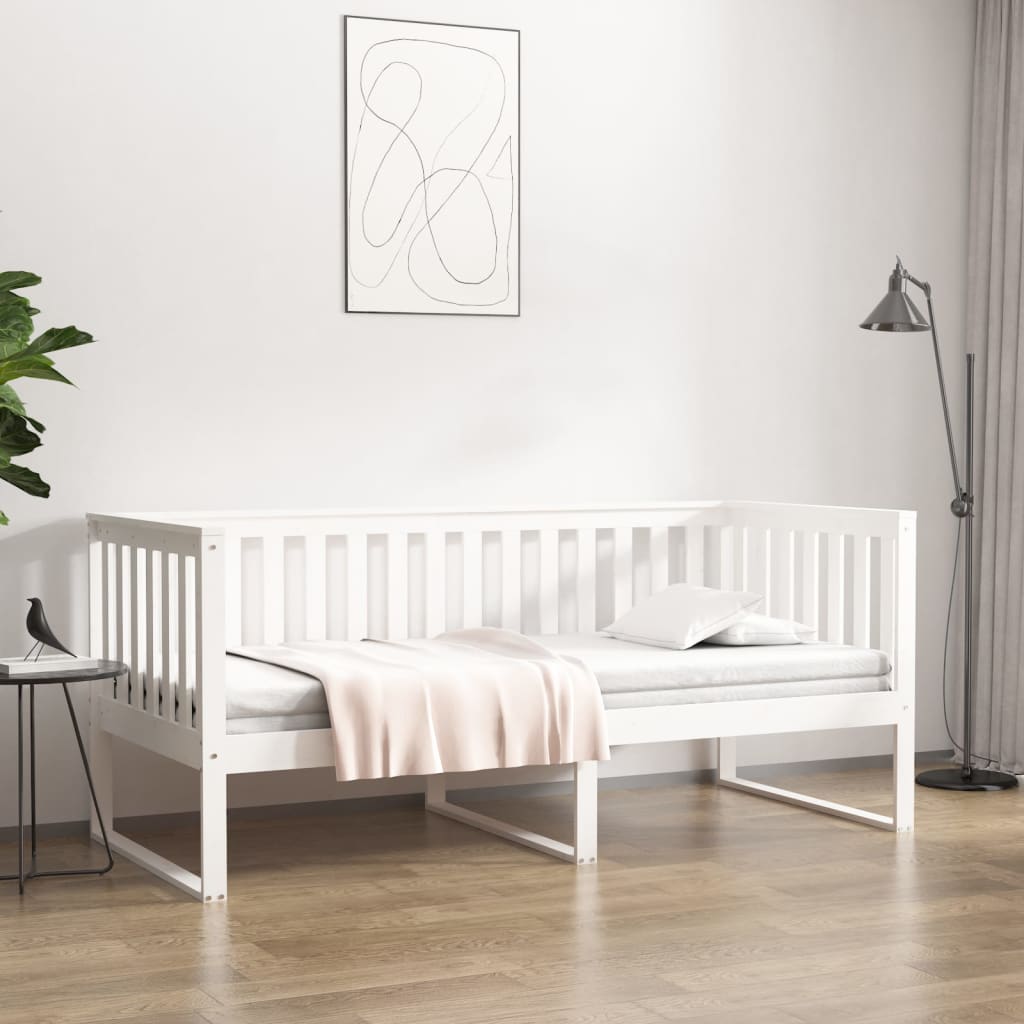 Day Bed without Mattress White 100x200 cm Solid Wood Pine