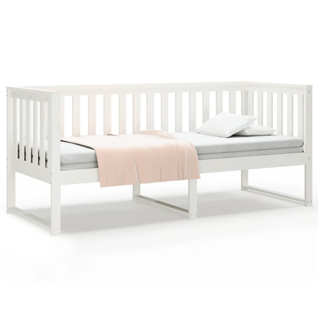 Day Bed without Mattress White 75x190 cm Small Single Solid Wood Pine