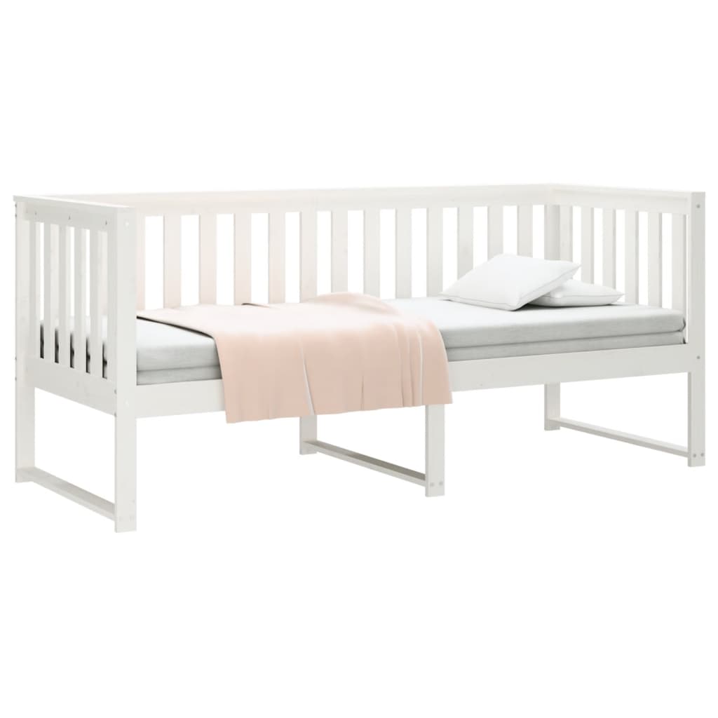 Day Bed without Mattress White 75x190 cm Small Single Solid Wood Pine