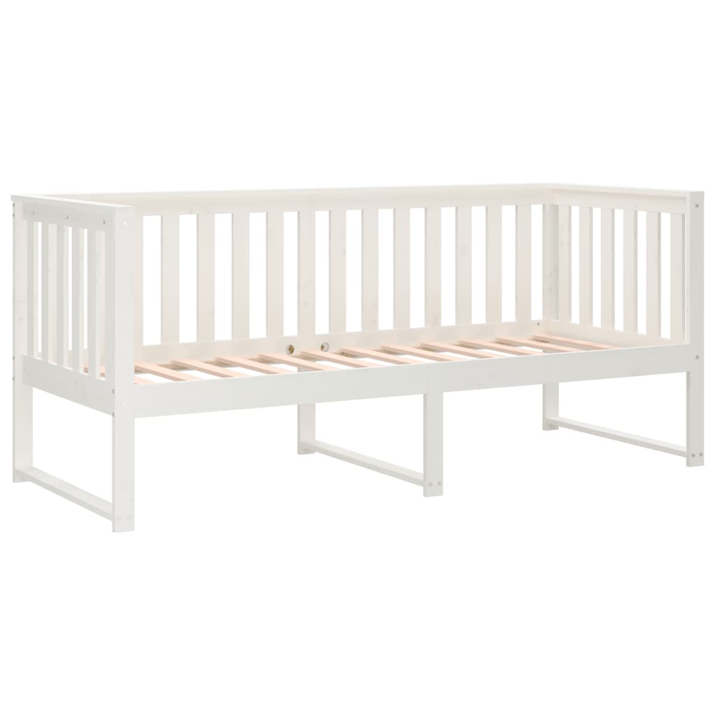 Day Bed without Mattress White 75x190 cm Small Single Solid Wood Pine