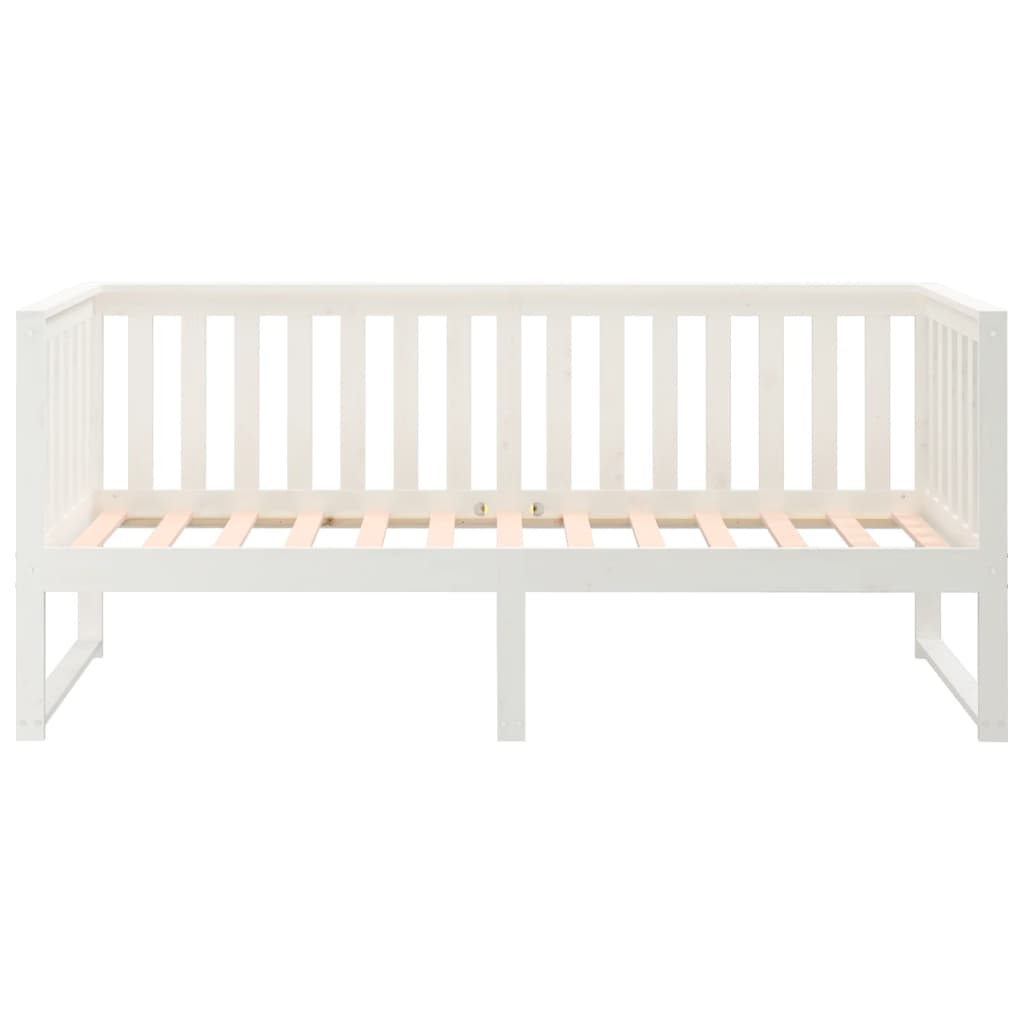 Day Bed without Mattress White 75x190 cm Small Single Solid Wood Pine