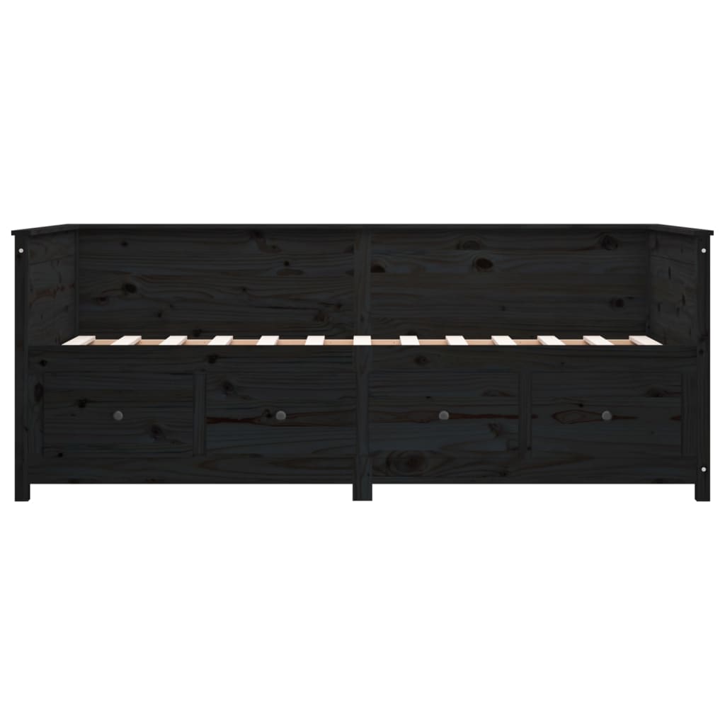 Day Bed without Mattress Black 90x190 cm Single  Solid Wood Pine