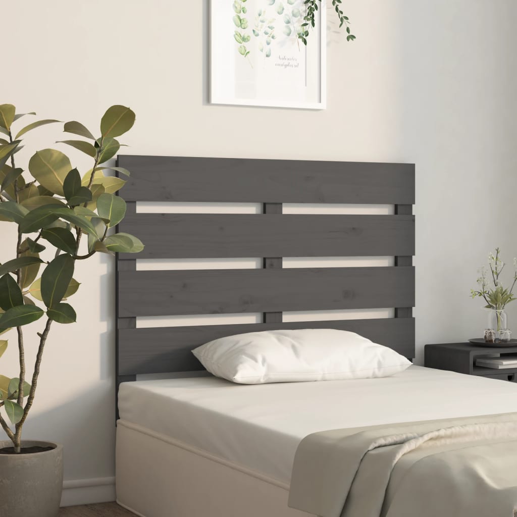 Headboard Grey 100x3x80 cm Solid Wood Pine