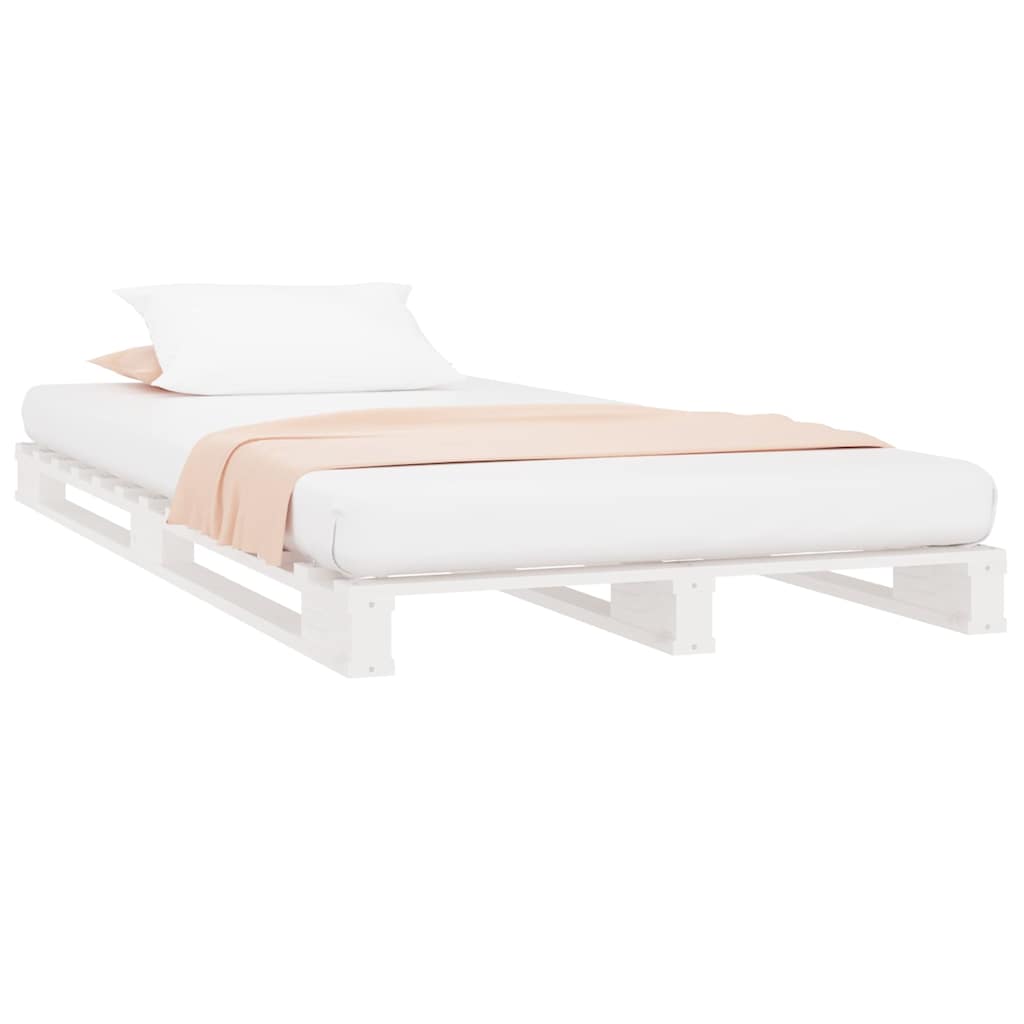 Pallet Bed without Mattress White Single Solid Wood