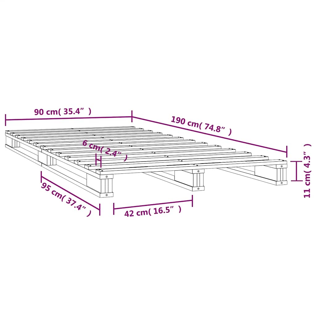 Pallet Bed without Mattress White Single Solid Wood