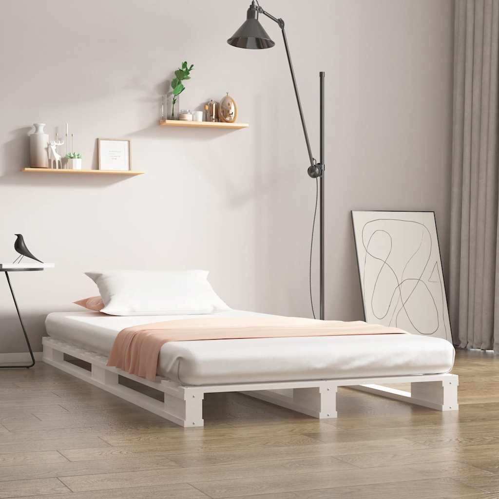 Pallet Bed without Mattress White Single Solid Wood