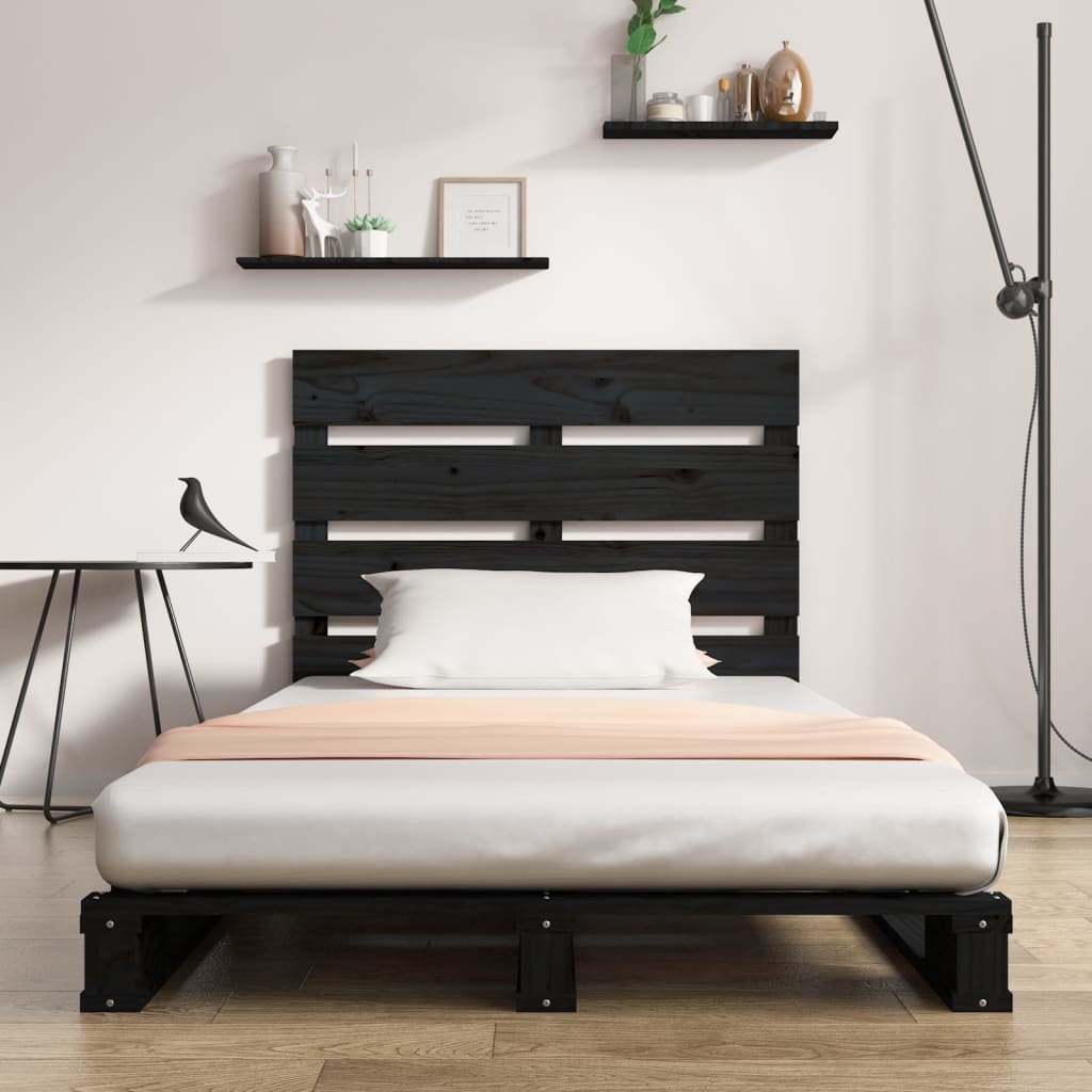 Bed Frame without Mattress Black 75x190 cm Small Single Solid Wood Pine