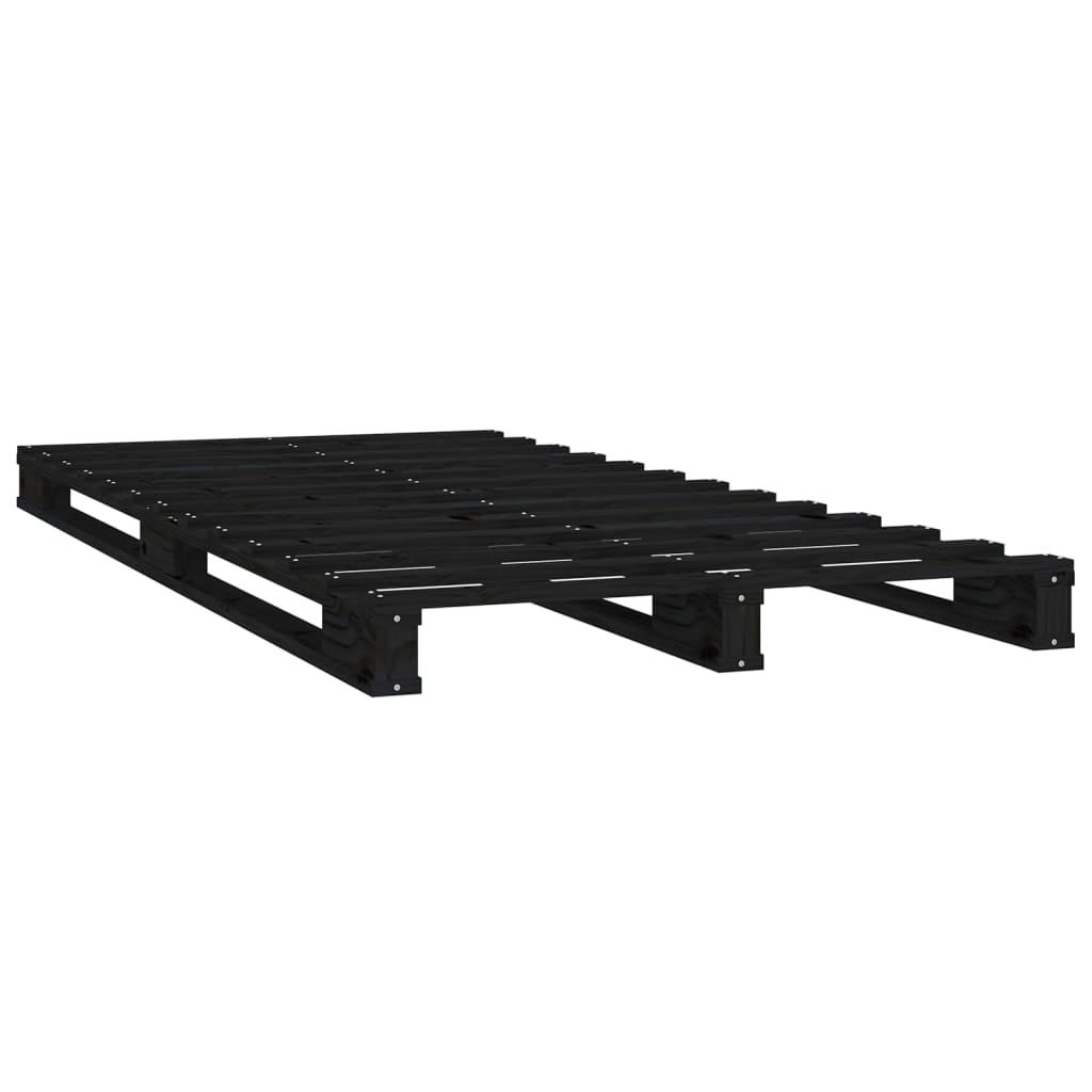 Bed Frame without Mattress Black 75x190 cm Small Single Solid Wood Pine
