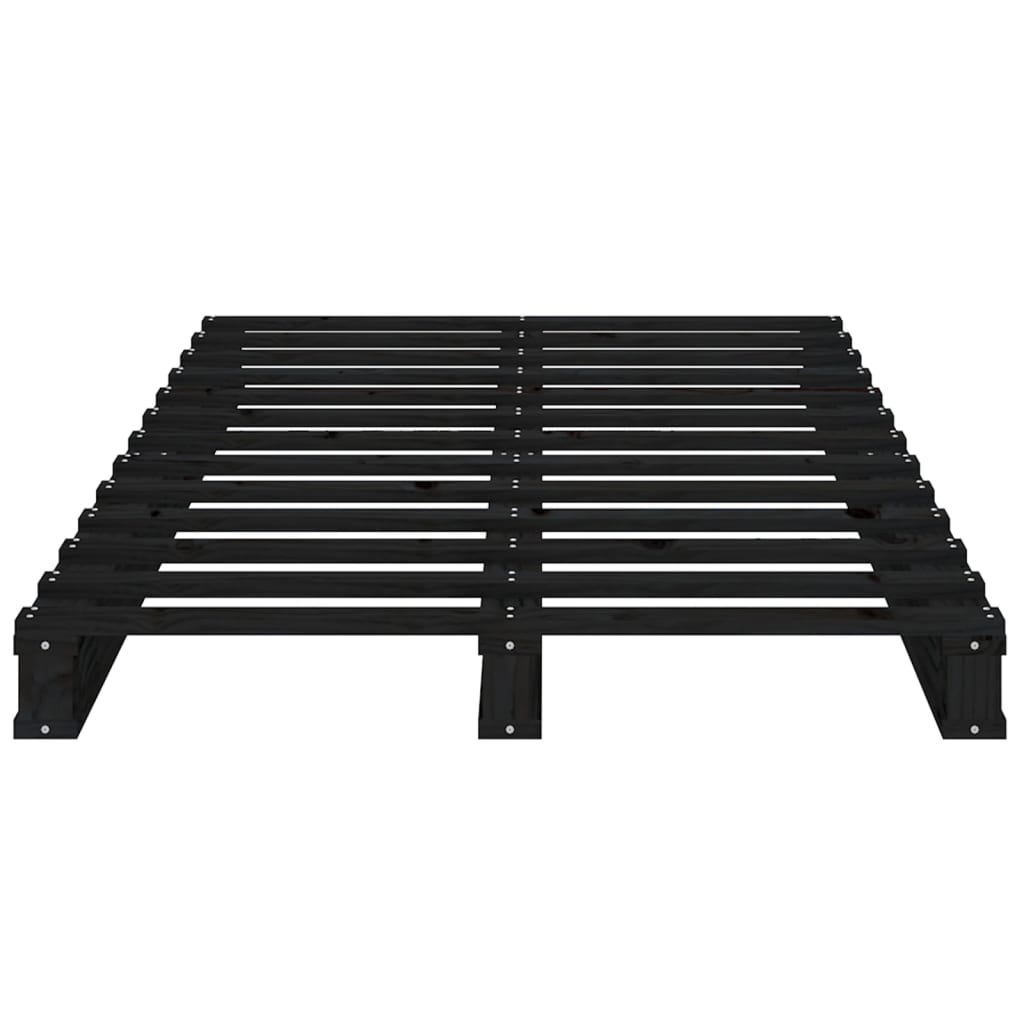 Bed Frame without Mattress Black 75x190 cm Small Single Solid Wood Pine