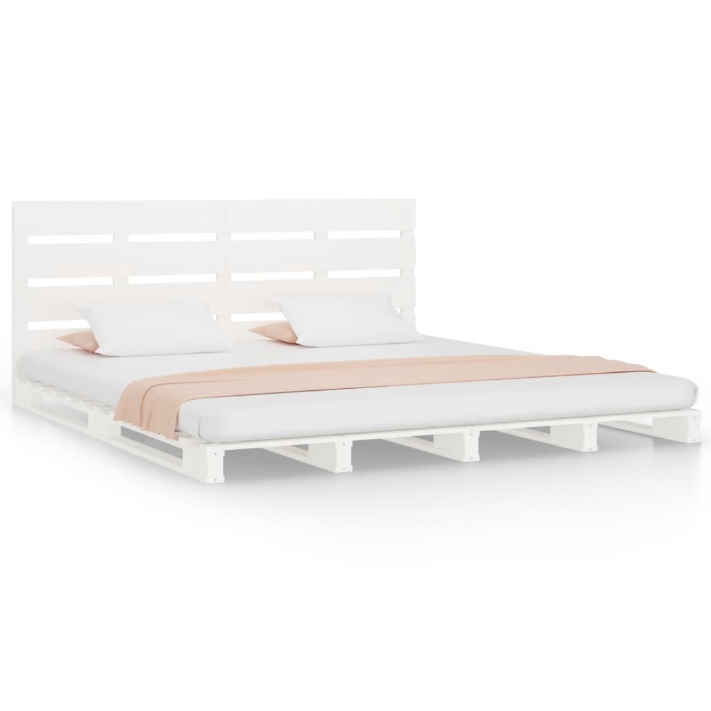 Bed Frame without Mattress White 135x190 cm Double Solid Wood Pine