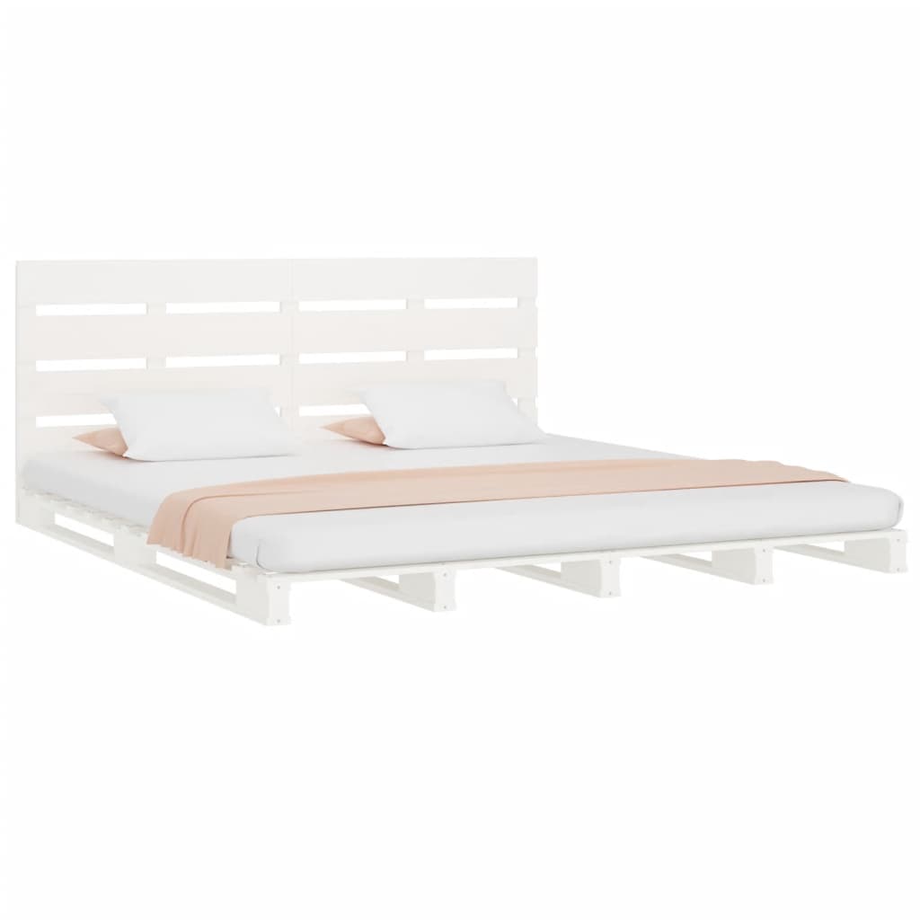 Bed Frame without Mattress White 135x190 cm Double Solid Wood Pine