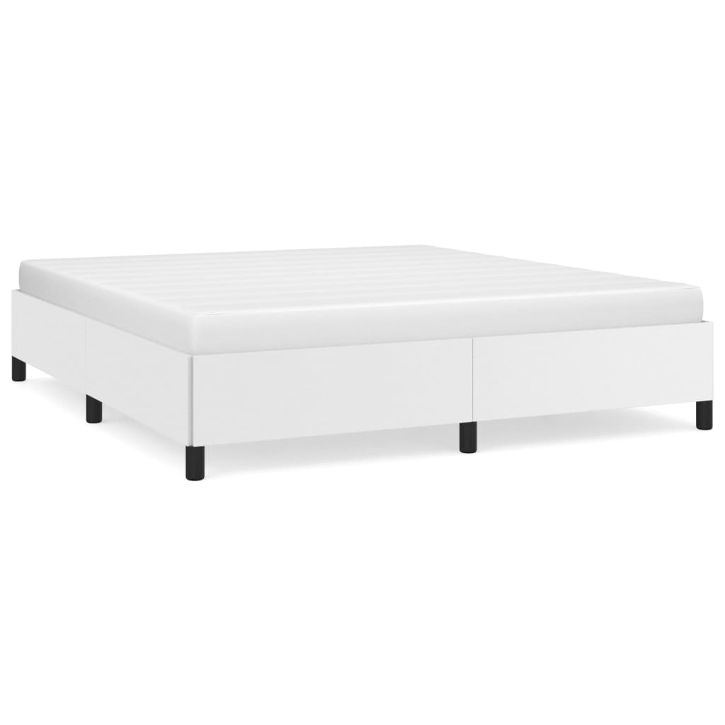 Bed Frame without Mattress White Super King Faux Leather