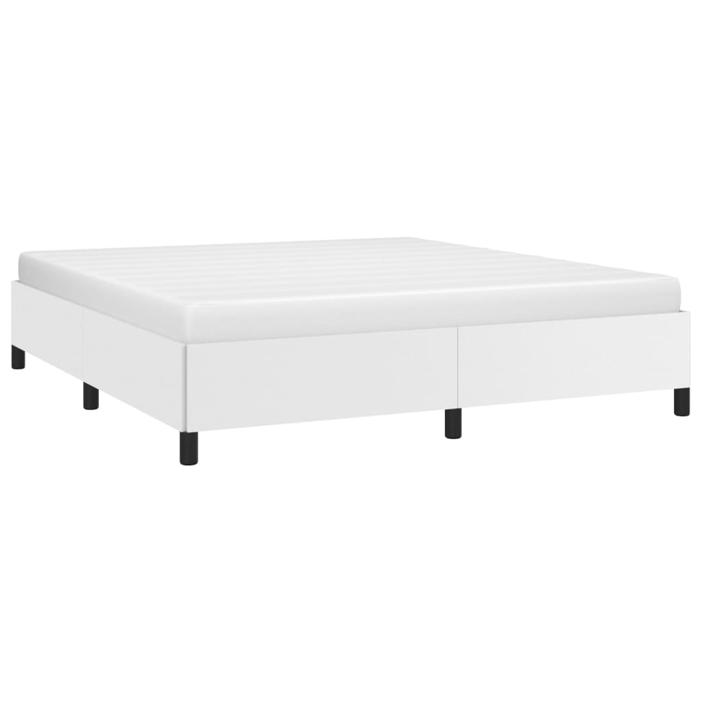 Bed Frame without Mattress White Super King Faux Leather
