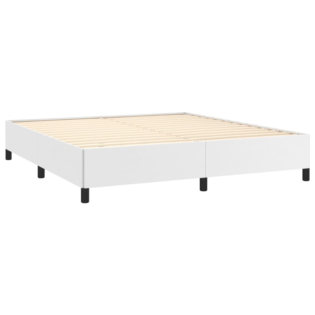 Bed Frame without Mattress White Super King Faux Leather